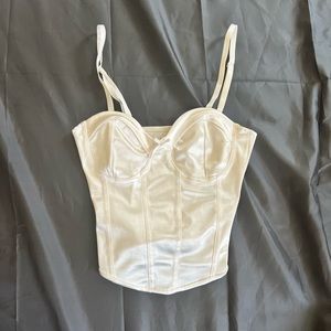 White silk corset tank top
